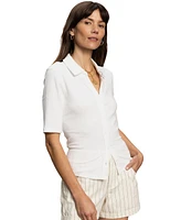 Sanctuary Women's Elbow-Sleeve Ribbed-Knit Shirt