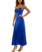 Alex & Sophia Women's Strappy Satin Maxi Dress