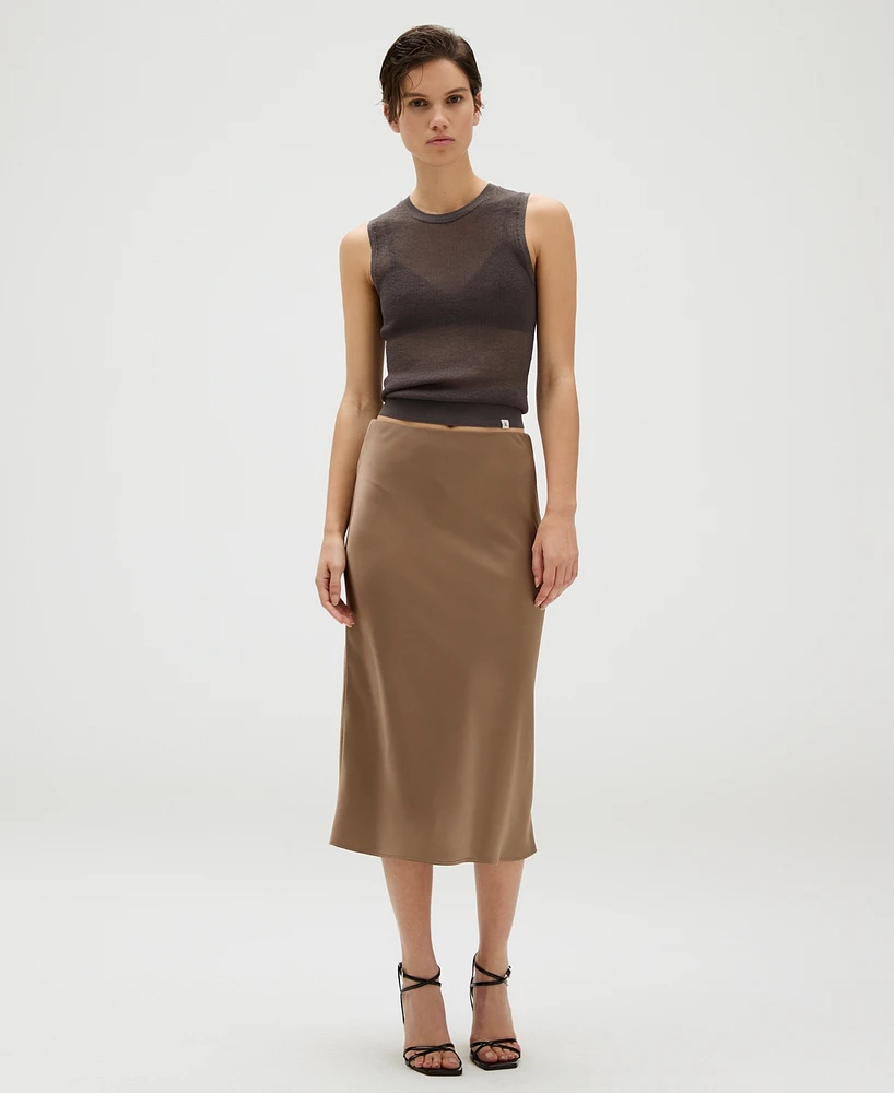 Calvin Klein Woman's Matte Satin Midi Slip Skirt