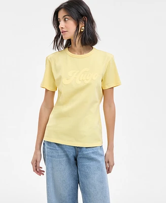 Hugo Women's Cotton Short-Sleeve Crewneck Logo Tee