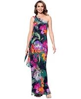Xscape Petite One-Shoulder Chiffon Fit & Flare Gown