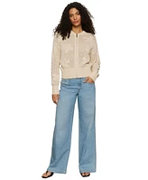 Sanctuary Women's Cotton Flower Pop Open-Stitch Jacket