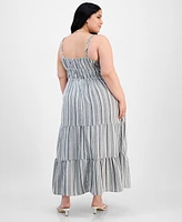 Madden Girl Trendy Plus Smocked Tiered Maxi Dress