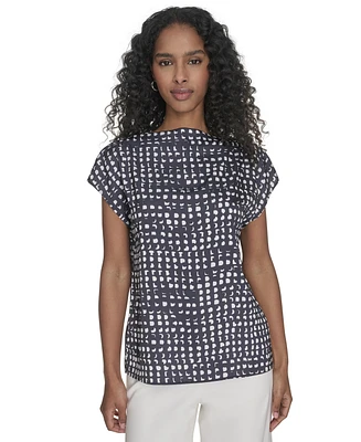 Calvin Klein Women's Printed Mock-Neck Top