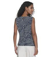 Calvin Klein Women's Printed Pleat-Neck Shell