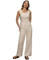 Sanctuary Womens Outsmart Linen Square Neck Vest Hopper Linen Straight Leg Pants