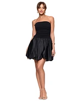 Xscape Women's Strapless Mixed-Media Fit & Flare Dress