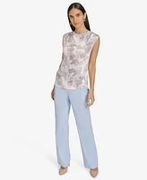 Calvin Klein Petite Draped-Neck Sleeveless Top
