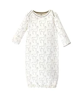 Touched by Nature Baby Boys Organic Cotton Long-Sleeve Gowns 3pk, Llama, 0-6 Months