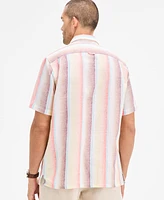 Club Room Men's Sunrise Short Sleeved Striped Button-Front Linen Shirt, Exclusively at Macy's