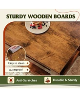 Wlive Modern Lift Top Coffee Table,Rustic Coffee Table with Storage Shelf and Hidden Compartment,Wood Lift Tabletop for Home Living Room,Rustic Brown.