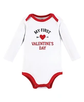 Hudson Baby Boys Cotton Long-Sleeve Bodysuits First Valentine Easter, 6-9 Months