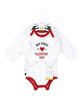 Hudson Baby Boys Cotton Long-Sleeve Bodysuits First Valentine Easter, 6-9 Months