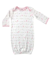 Luvable Friends Baby Girls Cotton Gowns, Bird, Preemie/Newborn