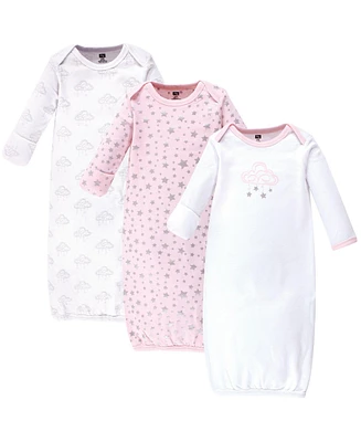 Hudson Baby Girls Hudson Cotton Gowns, Cloud Mobile Pink, Preemie/Newborn