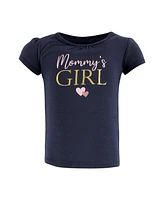 Hudson Baby Baby Girls Hudson Short Sleeve T-Shirts Mommy Pink Navy, 18-24 Months