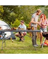 6 ft Portable Folding Table 350 Lbs Fold-in-Half Table with Hdpe Tabletop