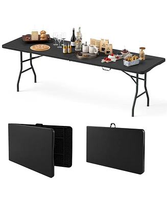 8 ft Portable Folding Table 350 Lbs Fold-in-Half Table with Hdpe Tabletop