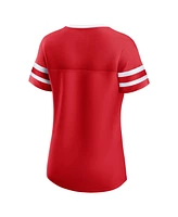 Fanatics Women's Red Detroit Wings Iconic Athena Lace-Up T-Shirt