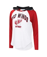 G-iii 4Her by Carl Banks Women's White Detroit Red Wings Vip Raglan Long Sleeve Hoodie T-Shirt