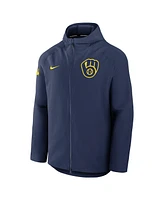 Nike Men's Navy Milwaukee Brewers Authentic Collection Raglan Performance Full-Zip Jacket