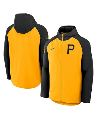 Nike Men's Gold/Black Pittsburgh Pirates Authentic Collection Raglan Performance Full-Zip Jacket