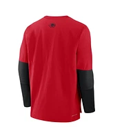 Nike Men's Red/Black Cincinnati Reds Authentic Collection Lightweight Player Tri-Blend Performance Pullover Sweatshirt