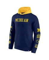 Fanatics Men's Navy/Maize Michigan Wolverines Color Block Badge Fleece Pullover Hoodie