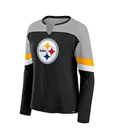 Fanatics Women's Black Pittsburgh Steelers Chevron Long Sleeve Fashion Top