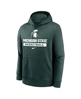Nike Men's Green Michigan State Spartans Basketball Stack Club Fleece Pullover