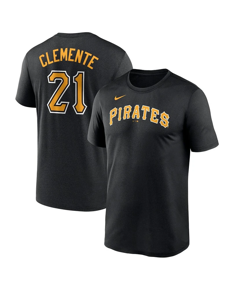 Nike Men's Roberto Clemente Black Pittsburgh Pirates Legend Name and Number Home T-Shirt