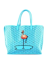 Pre-Owned Goyard Pm Anjou Reversible Tote Embroidered Coated Canvas