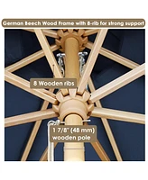 Yescom 13FT Large Outdoor Patio Umbrella UV30+ Wood 8 Rib Pole for Table Beach Yard Garden Wedding Deck Cafe Pool Navy