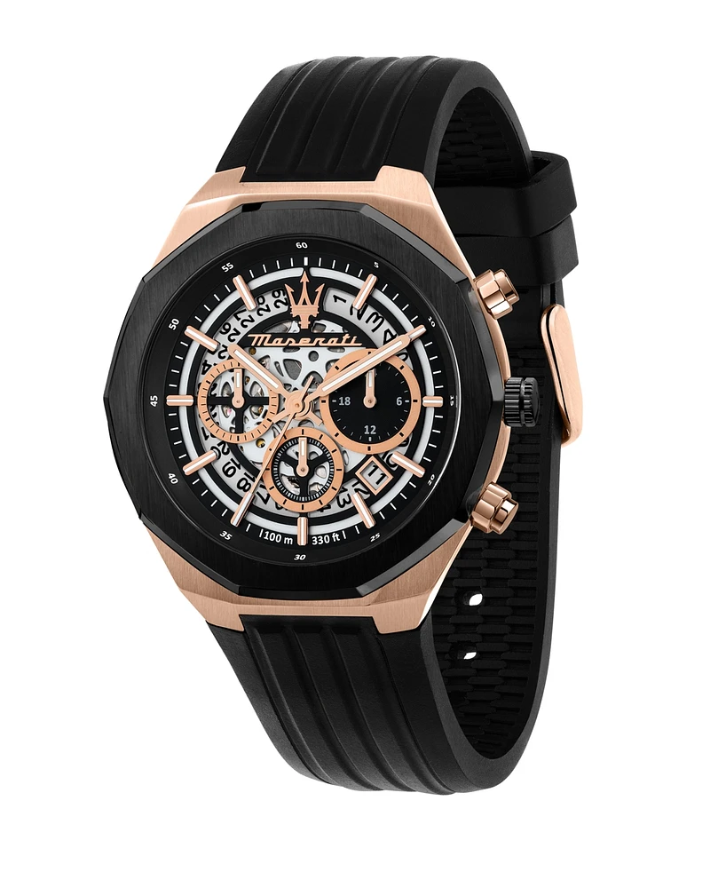Maserati Men's Chronograph Black Silicone Watch, 45mm