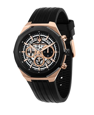 Maserati Men's Chronograph Black Silicone Watch, 45mm