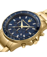 Maserati Men's Chronograph Gold Metal Band Watch, 44mm