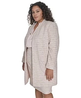 Calvin Klein Plus Tweed Open-Front Long-Sleeve Topper