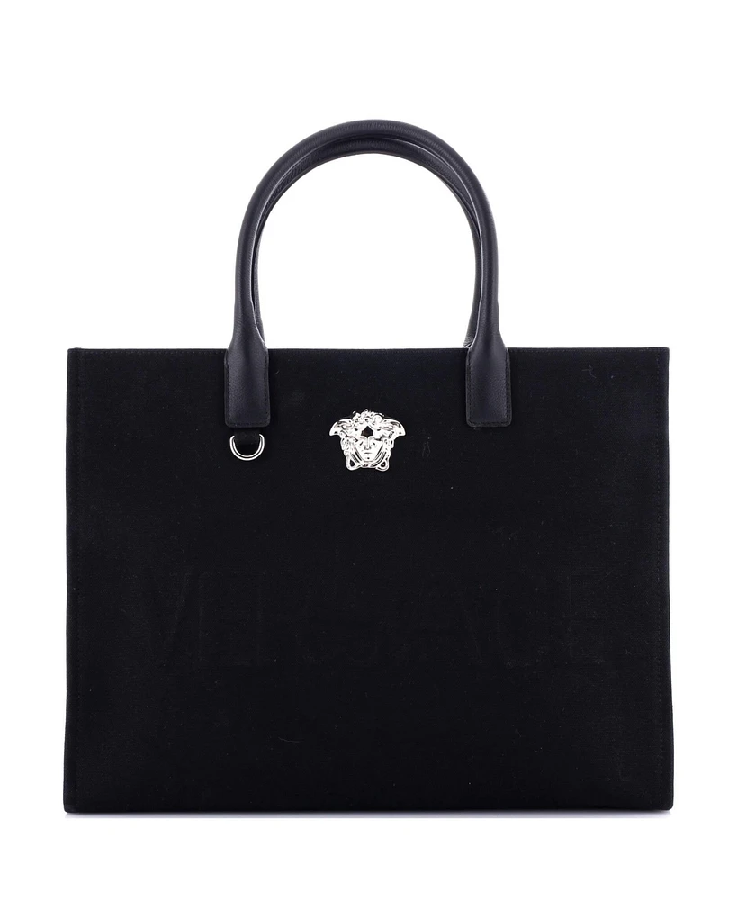 Pre-Owned Versace Large La Medusa Tote Embossed Canvas