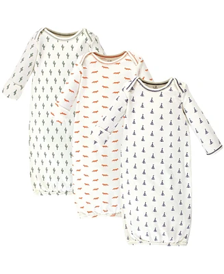 Touched by Nature Baby Boys Unisex Organic Cotton Gowns, Prints Foxes, Preemie/Newborn