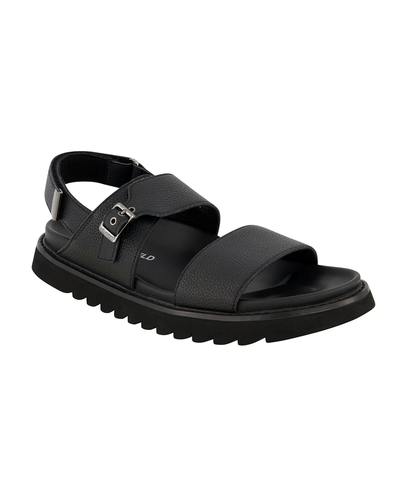 Karl Lagerfeld Paris Men's Tumbled Leather Fisherman Sandal