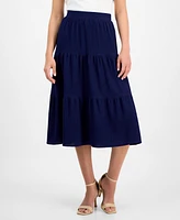 Ak Anne Klein Women's Pull-On Tiered Midi Skirt