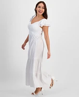 Jamie & Layla Petite Sweetheart Tiered Flutter-Sleeve Maxi Dress