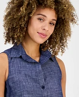 Robbie Bee Women's Button-Front Ruffled-Hem Dress