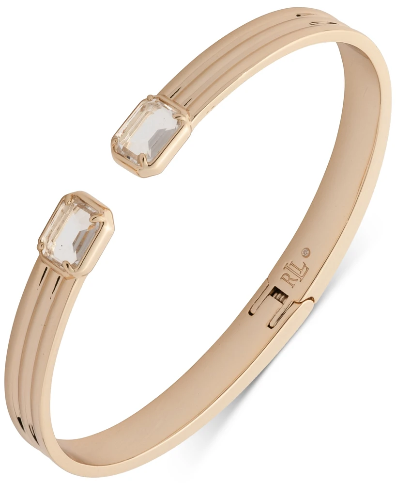 Lauren Ralph Lauren Gold-Tone Crystal Ribbed Cuff Bracelet