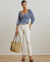 Lauren Ralph Women's Floral Slub Jersey Puff-Sleeve Top