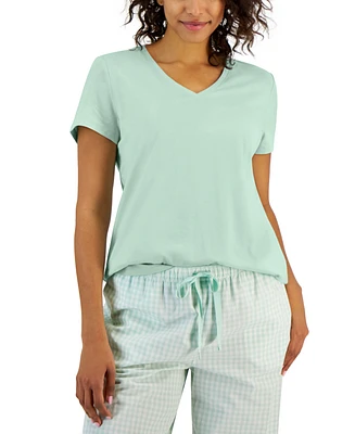Charter Club Women's Solid V-Neck Short-Sleeve Sleepwear Top, Created for Macy's