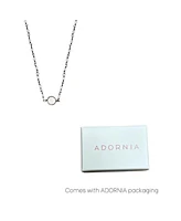 Adornia Fine Labradorite Rosary Necklace with Moonstone Center Stone black rhdodium .925 sterling silver
