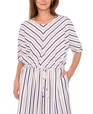 Sam & Jess Petite Chevron-Striped Tie-Hem Top