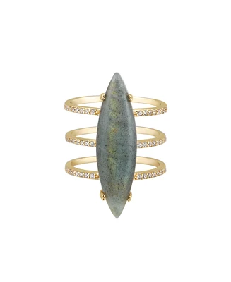 Adornia Fine Labradorite Marquis Ring 14k gold vermeil