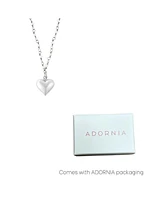 Adornia Fine Freshwater Pearl Rosary with Heart Pendant Necklace black rhodium .925 sterling silver
